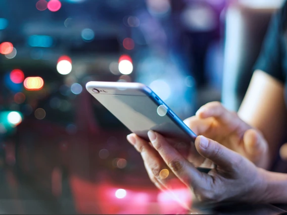 a user interacts with a cell phone