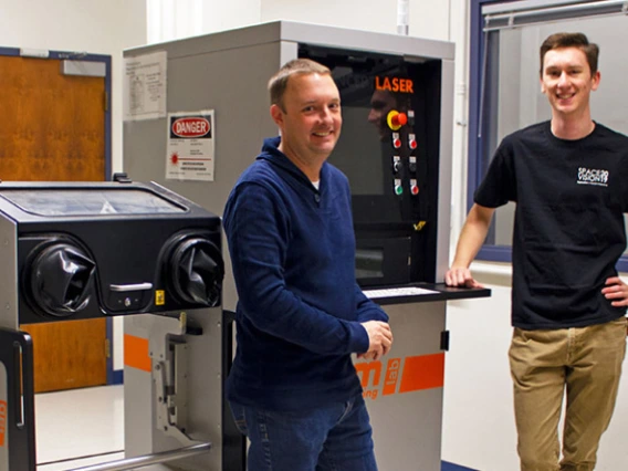 Image of Professor Andrew Wessman and sophomore Daniel McConville, both of the Department of Materials Science and Engineering.