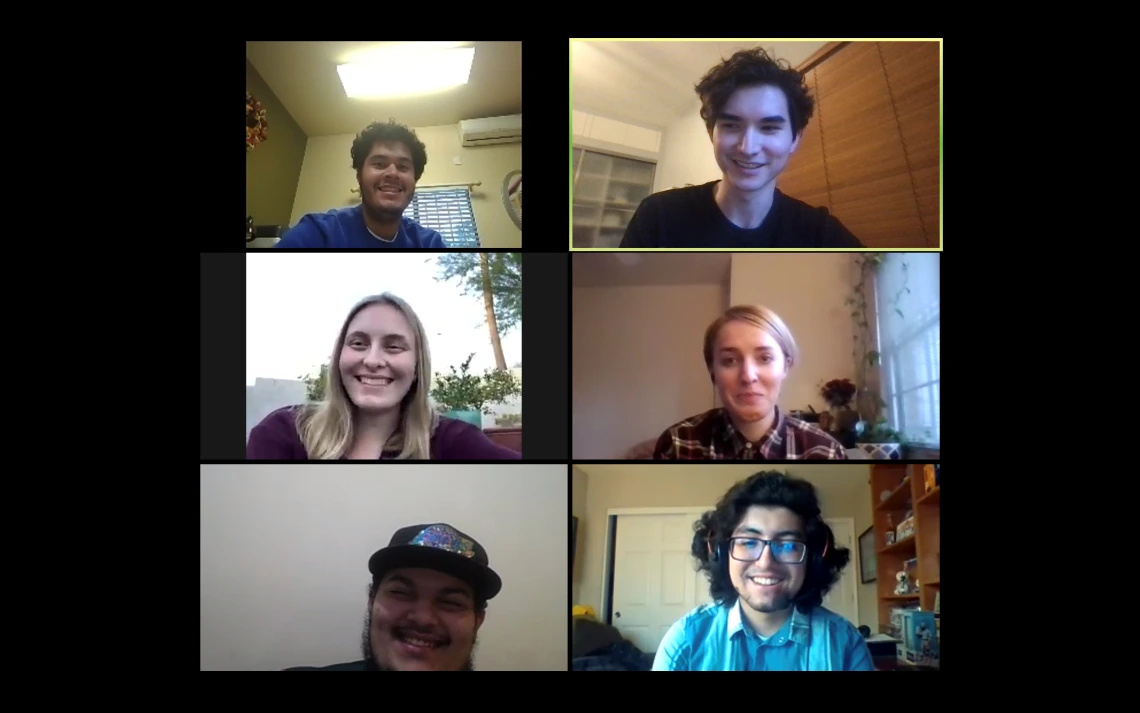 Screenshot of six people in a Zoom meeting