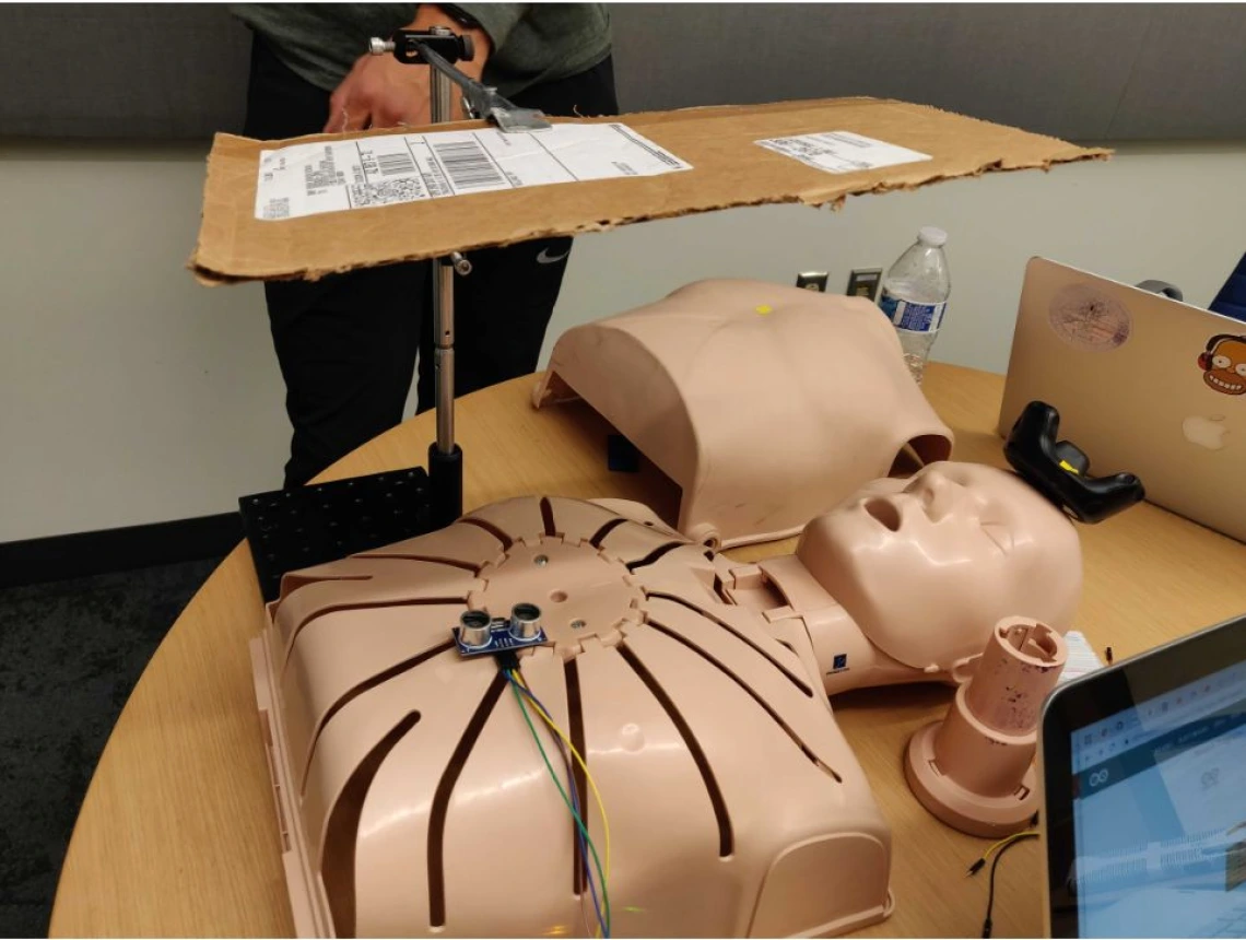 Image of an engineering senior design project involving a mannekin