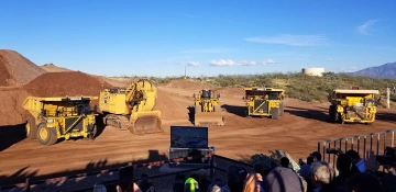 Image of Caterpillar’s autonomous vehicles on display