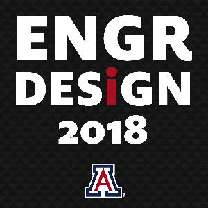 Black box with the words ENGR Design 2018 and the University of Arizona logo inside