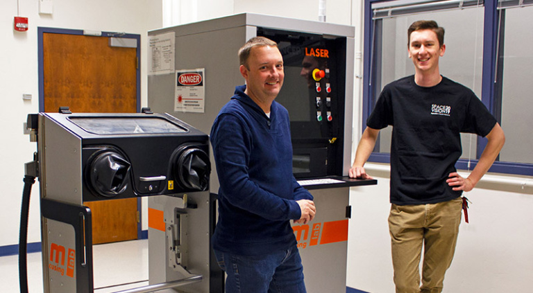 Image of Professor Andrew Wessman and sophomore Daniel McConville, both of the Department of Materials Science and Engineering.