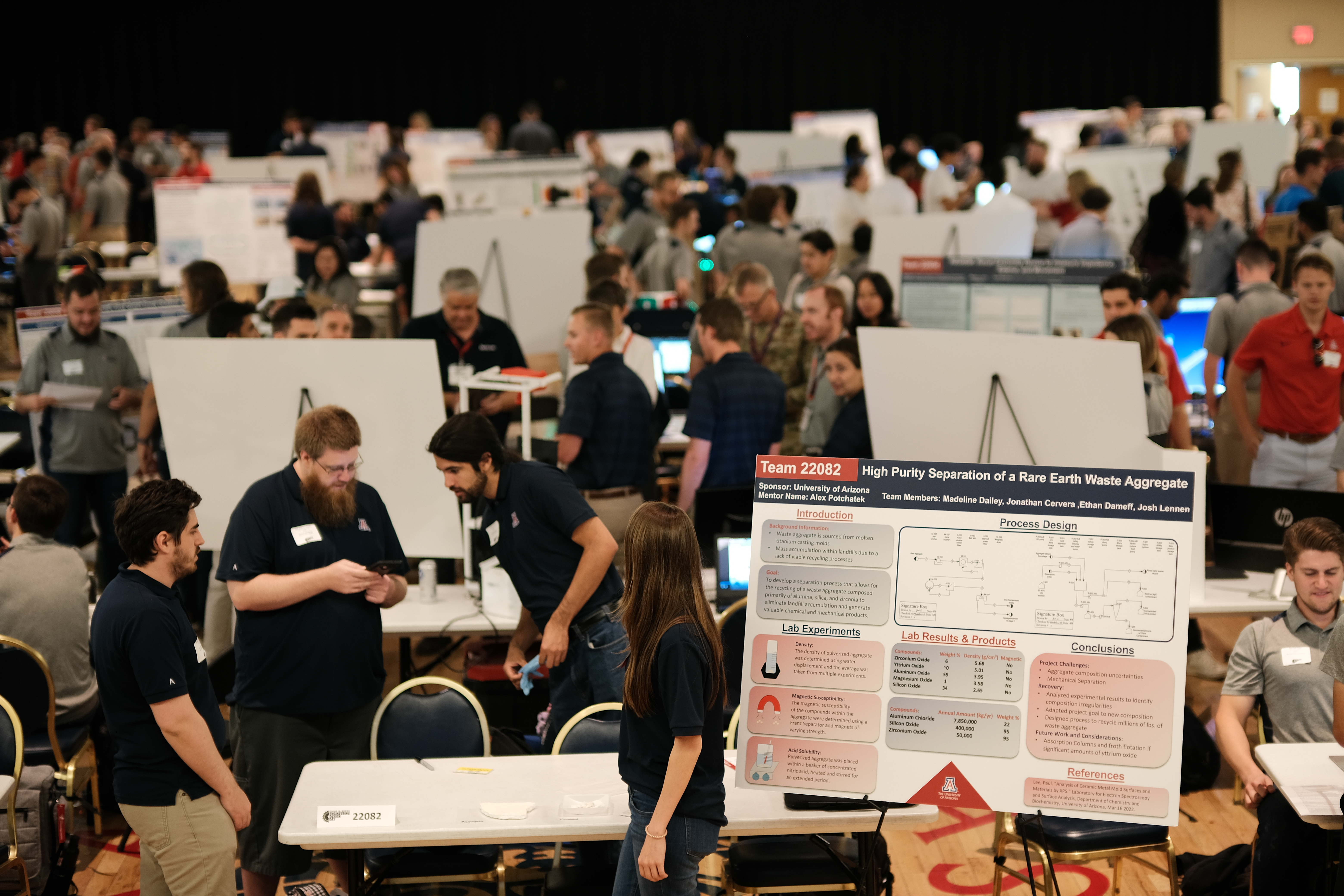 students and scientific posters at a large-scale event