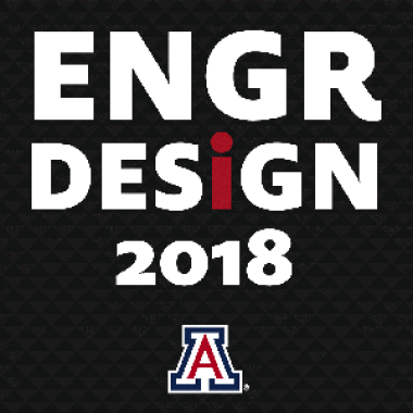 Black box with the words ENGR Design 2018 and the University of Arizona logo inside