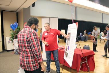 Honeywell representative speaking to university students at a college event