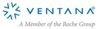 Logo for Ventana in blue lettering with A Member of the Roche Group in gray italics below it