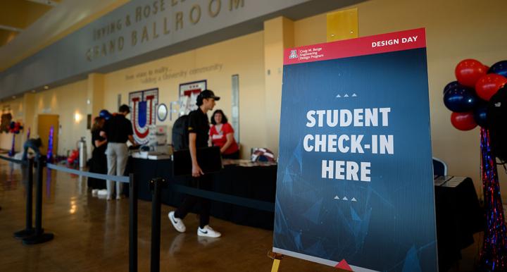 Students check in at the Student Union memorial Ballroom at the University of Arizona.