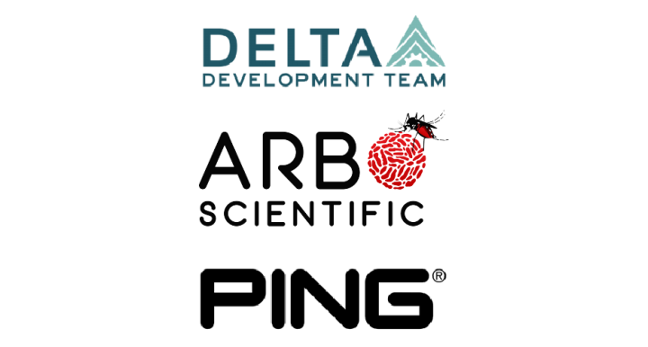 Logos for Delta Development, Arbo Scientific and PING